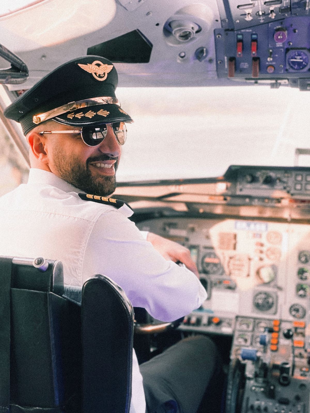 Airline pilot in the cockpit
